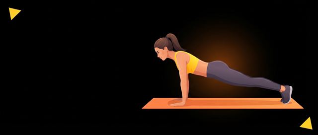 Mulher fazendo flexão no colchonete